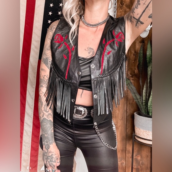 addis Jackets & Blazers - Vintage Leather Fringe Vest